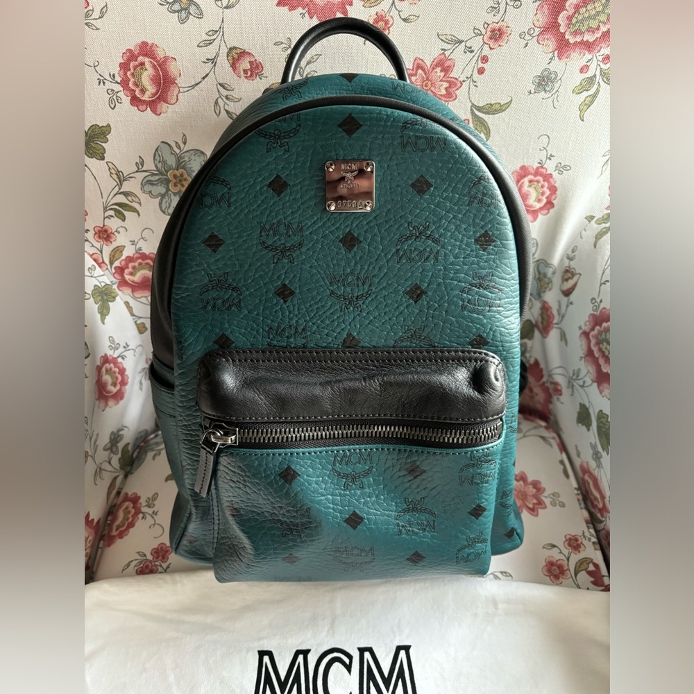 MCM Hunter Green Medium Size Backpack.